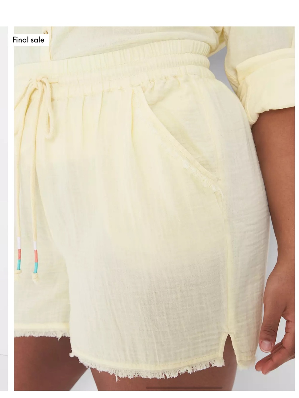 Lane Bryant Yellow Gauze New Beach Summer Shorts Size 16 Pockets - Picture 9 of 9